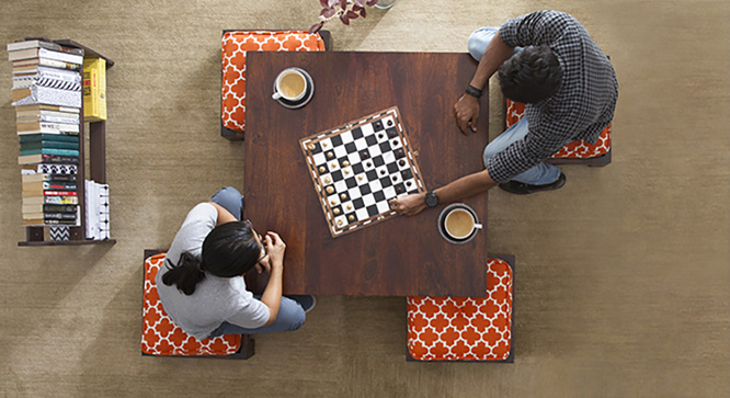 Tribal Coffee Table Set (Walnut Morocco Lattice Rust)